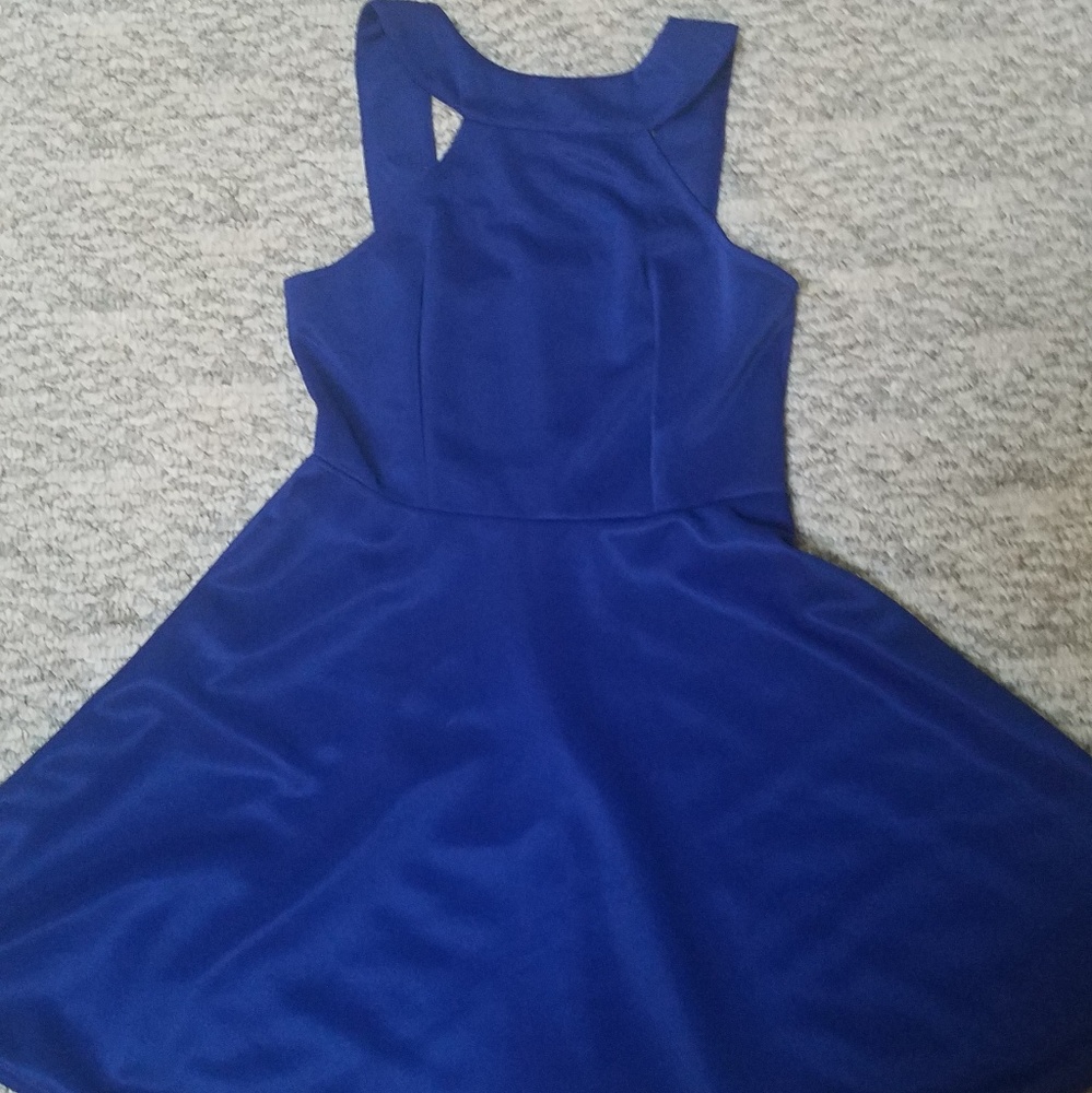 Royal blue fit and flare dress